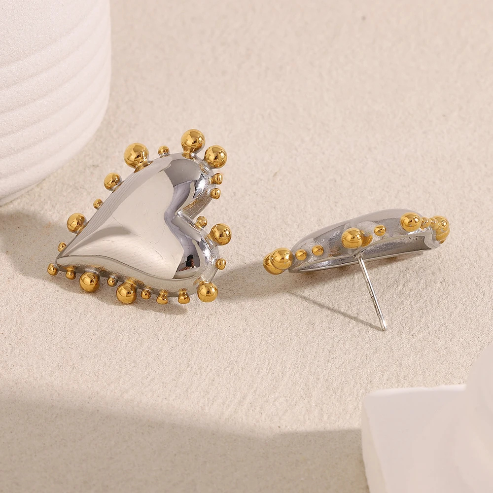 Boucles d'Oreilles Coeur Bicolore doré