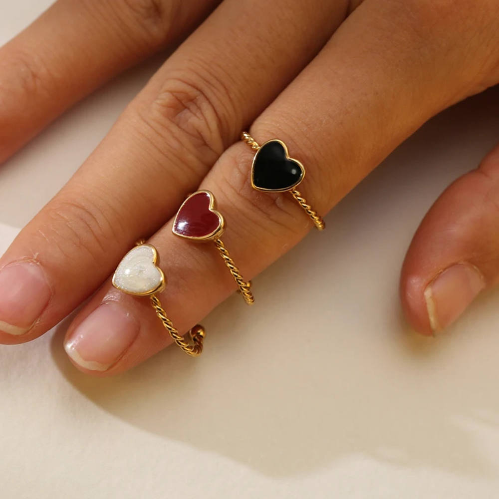 Bague Coeur Torsadé acier inox
