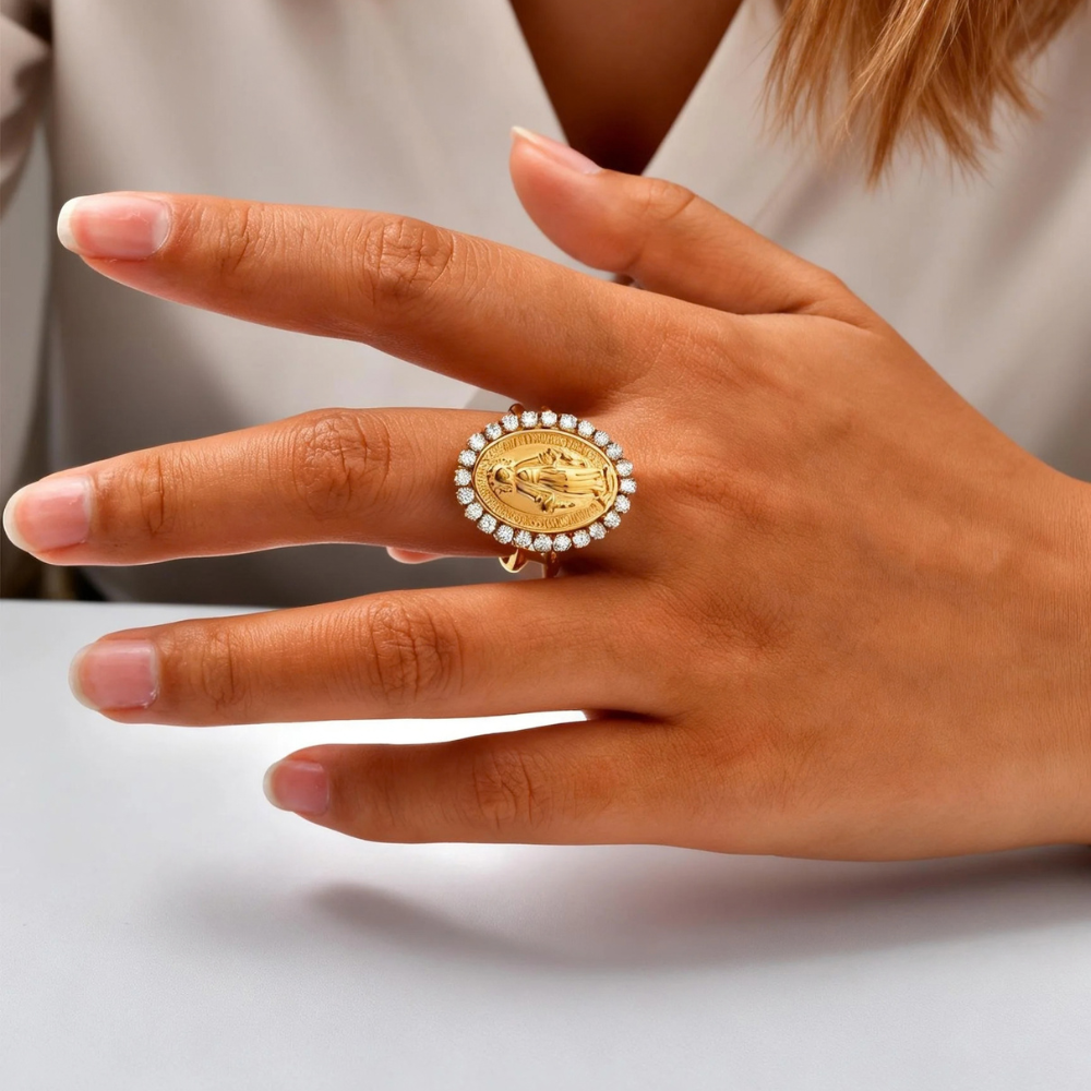 Bague Vierge Marie strass