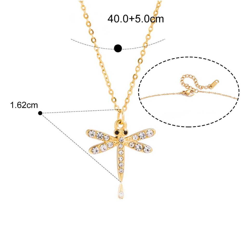 Collier Libellule Strass pendentif