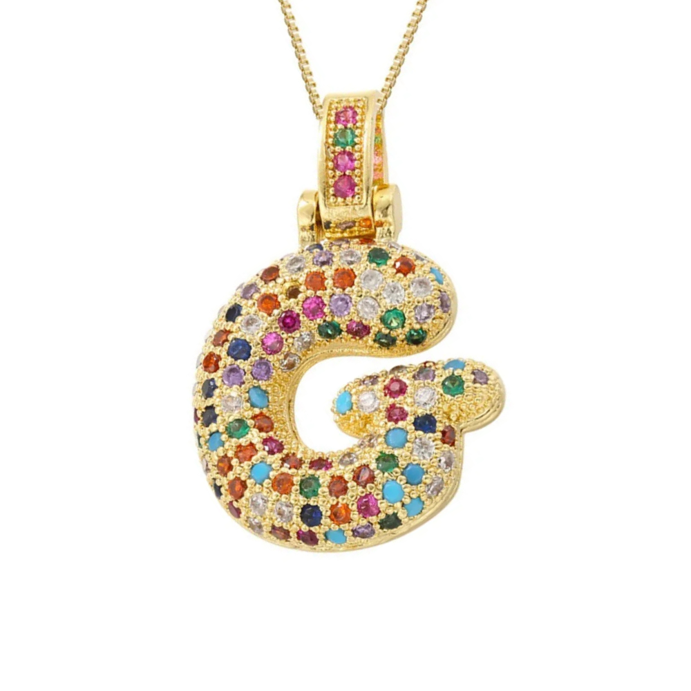 Collier Lettre Bubble Couleur g