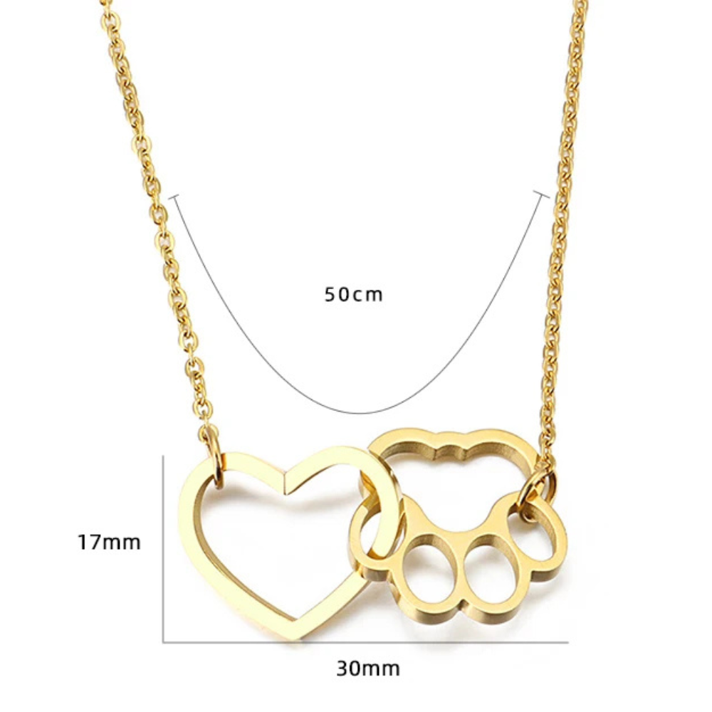 Collier Cœur et Patte de Chien taille