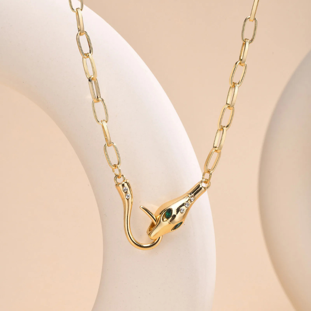 Collier Serpent Mord Queue vert