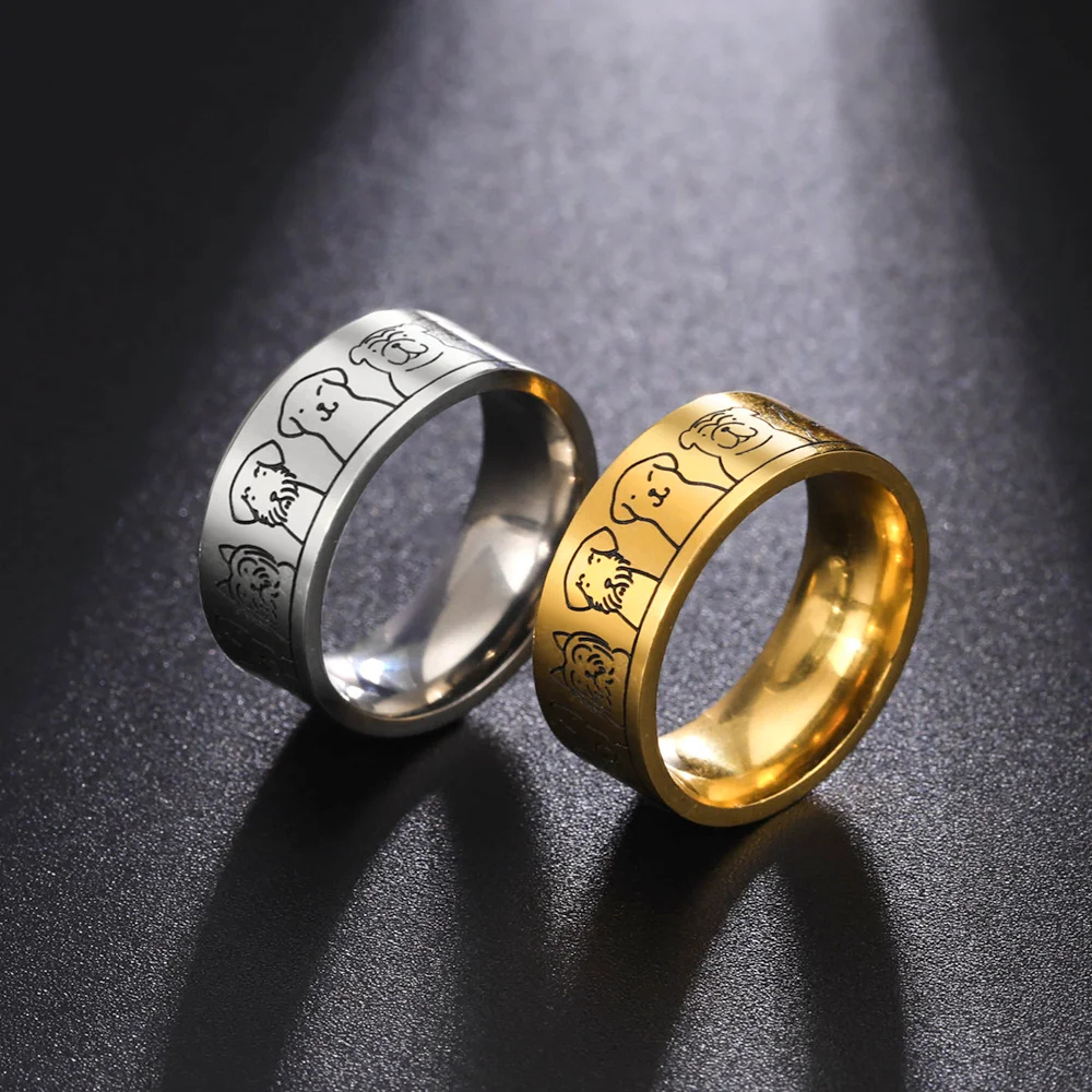 Bague Dessin de Chiens acier