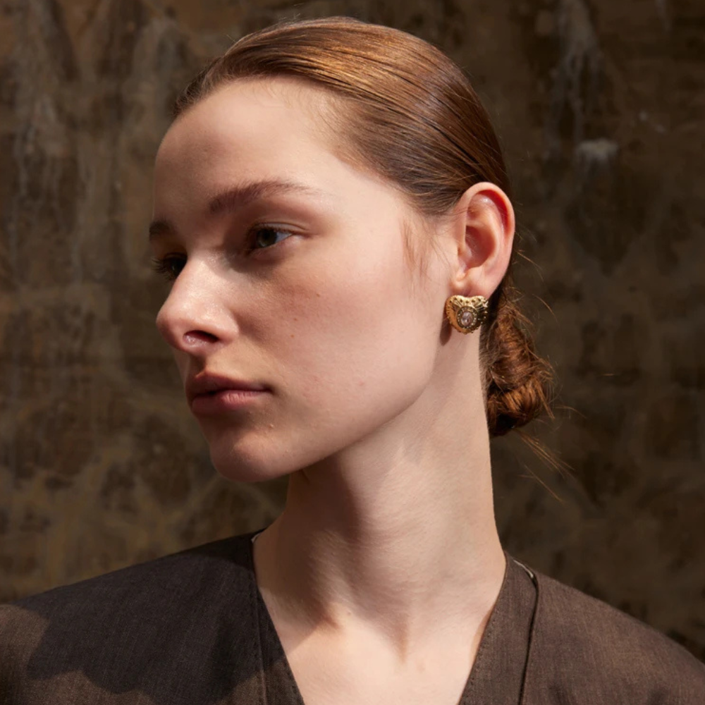 Boucles d'Oreilles Coeur Doré Strass femme