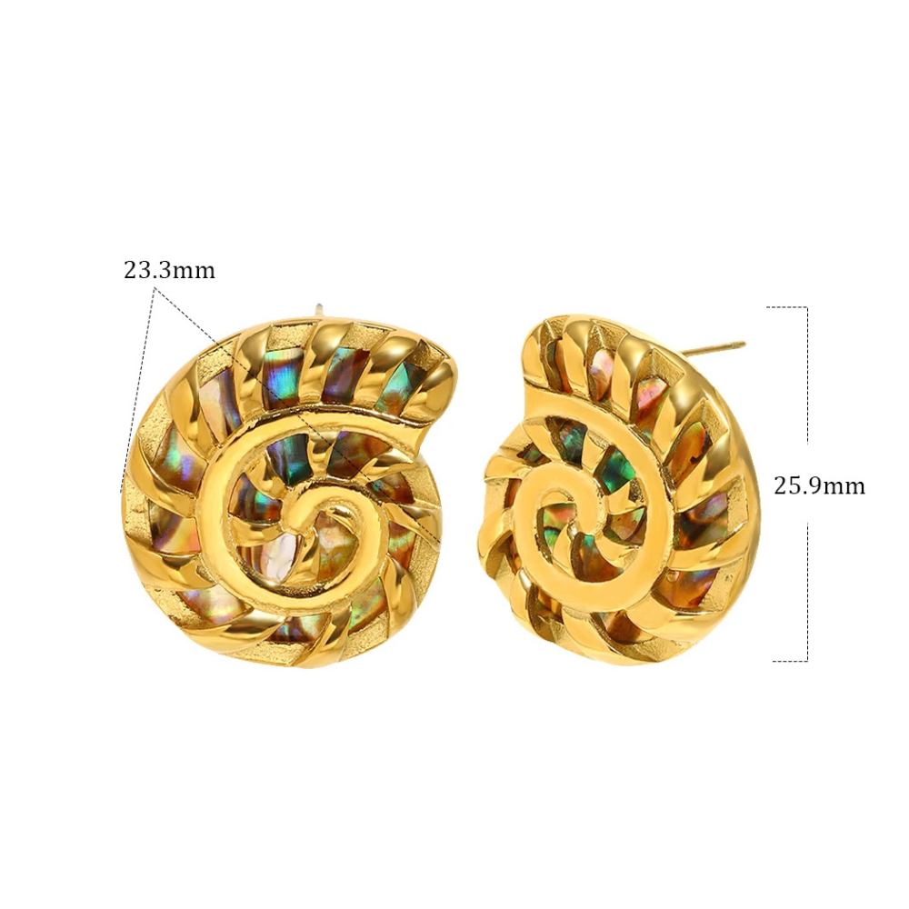 Boucles d'Oreilles Coquillage Nacre Multicolore or