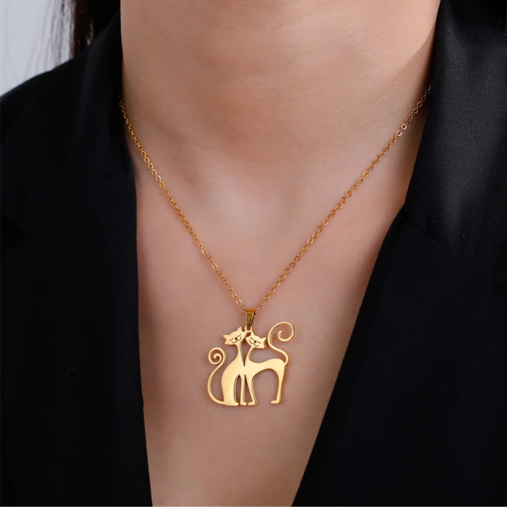 Collier Chats Amoureux or