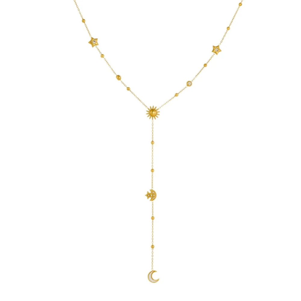 Collier en Y Lune Strass
