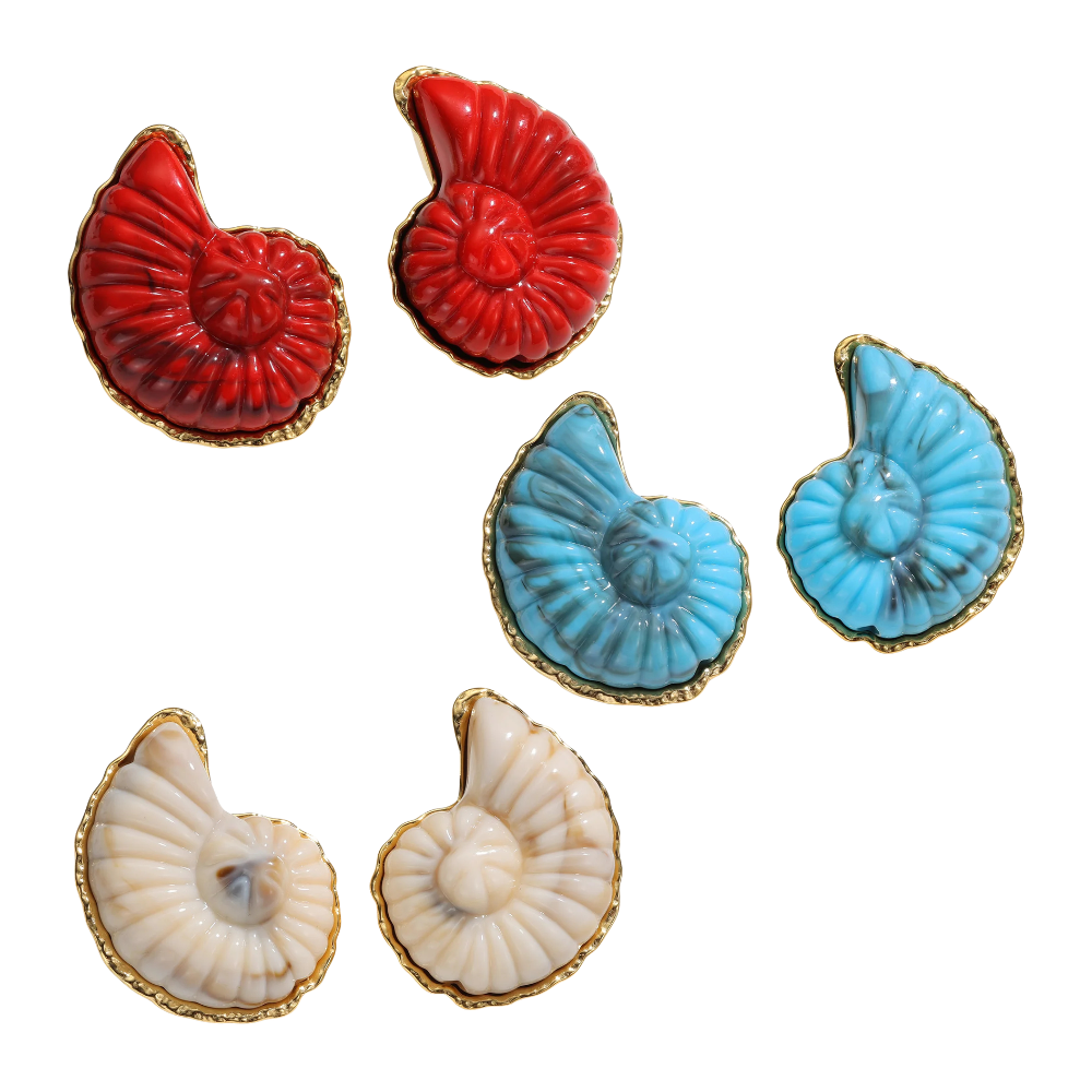 Boucles d'Oreilles Coquillage Ammonite