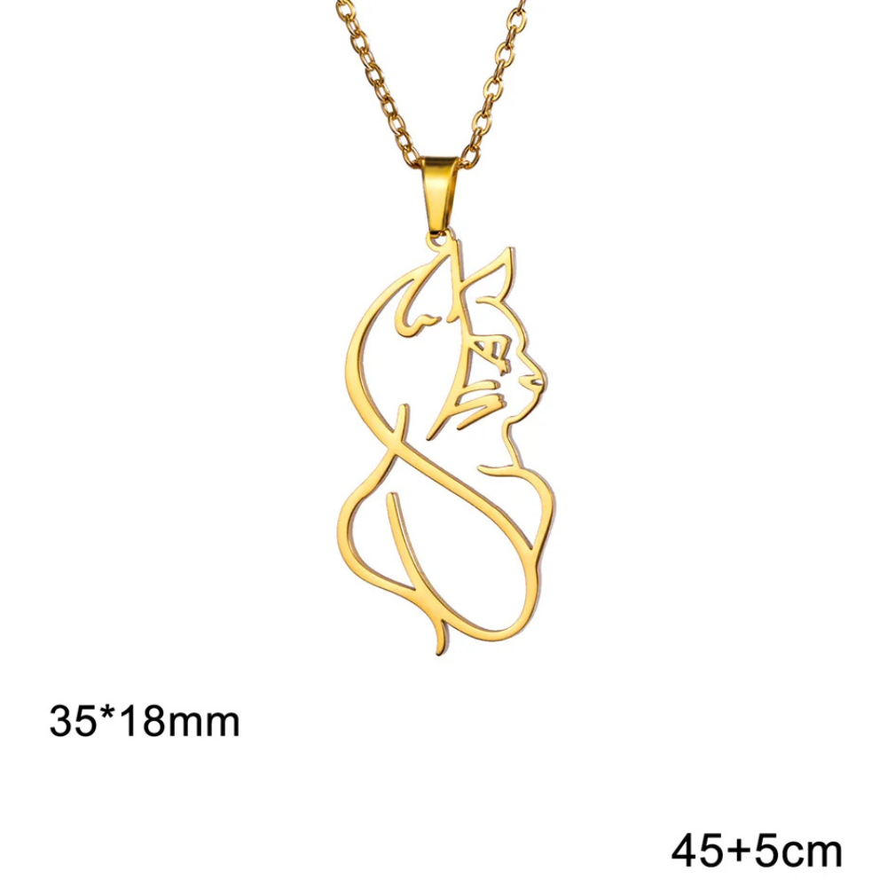 Collier Chat Artistique or