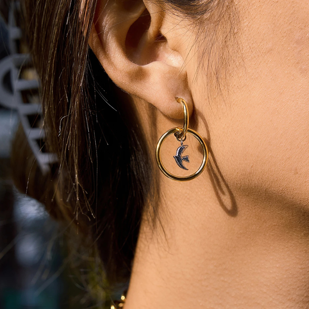 Boucles d'Oreilles Oiseau Design pendentif
