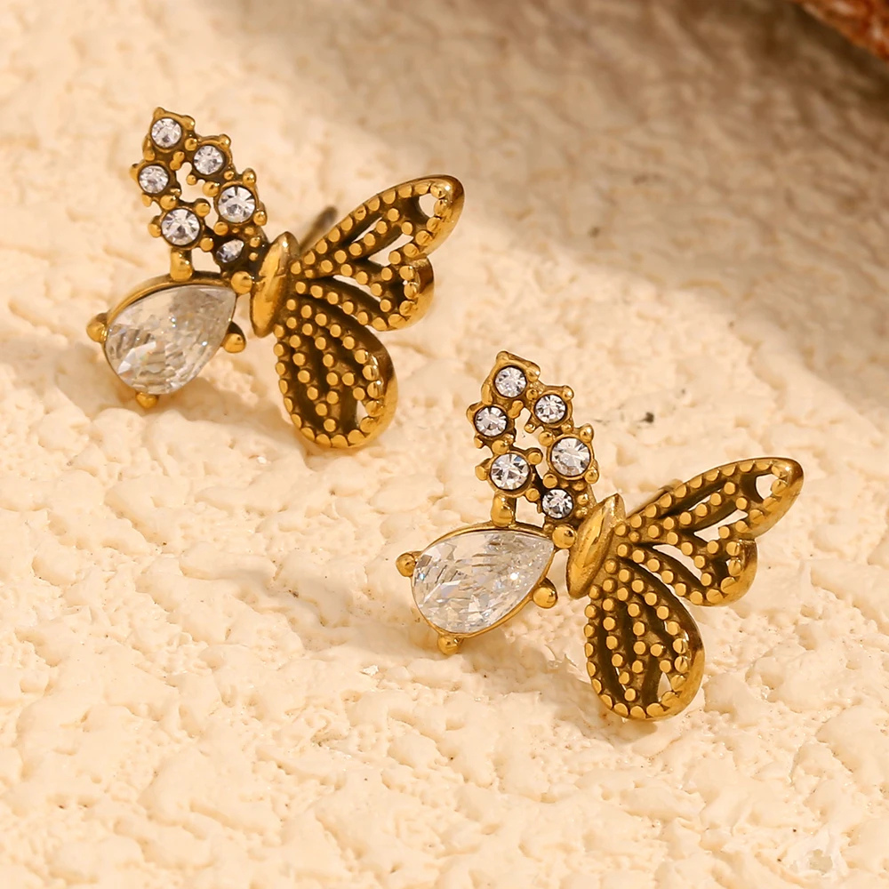Boucles d'Oreille Papillon diamant or femme