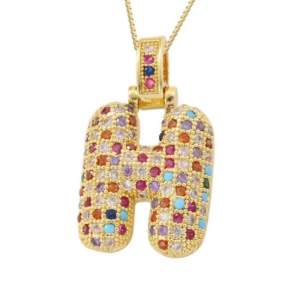 Collier Lettre Bubble Couleur h