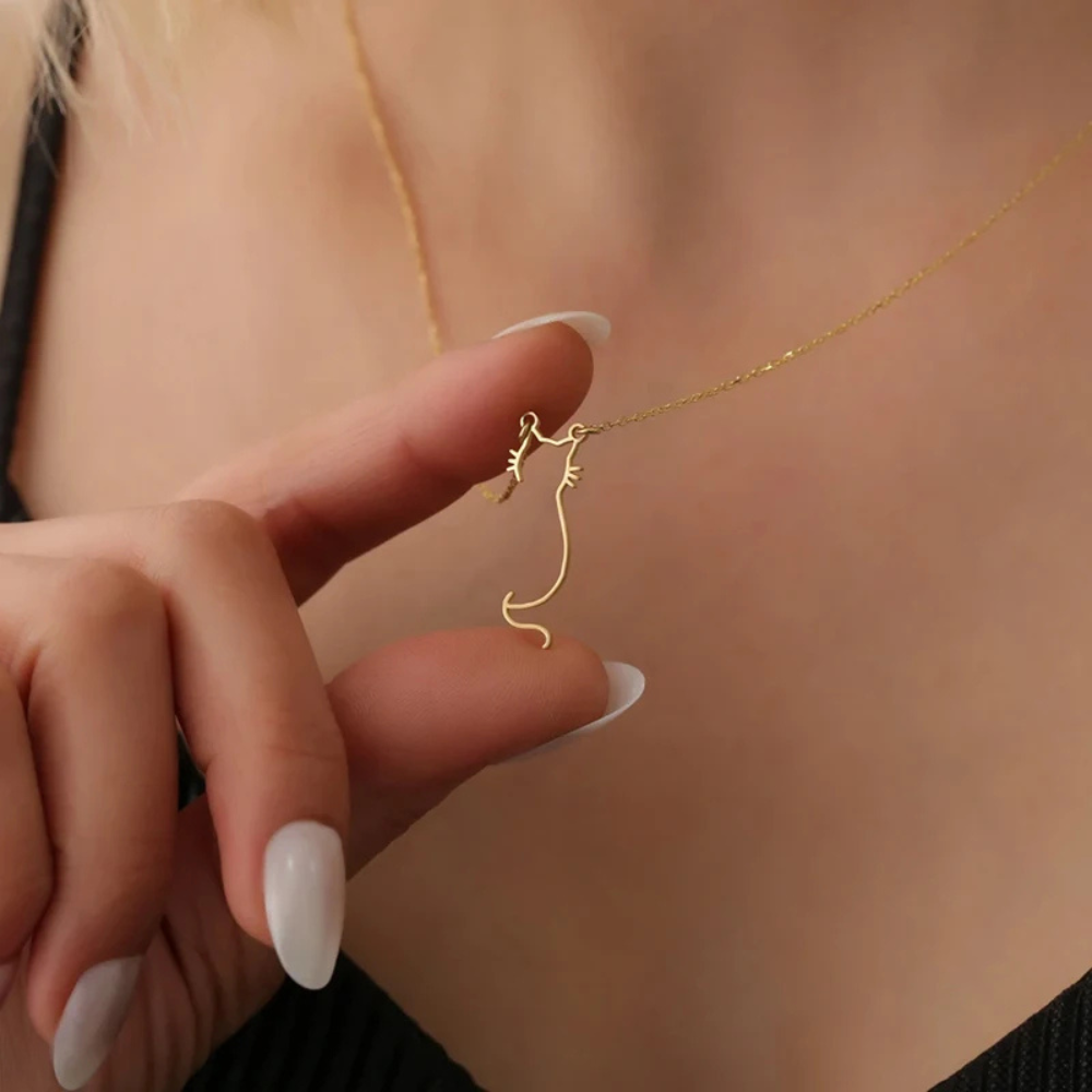 Collier Chat Minimaliste argenté