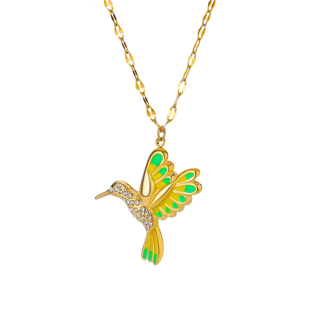 Collier pendentif Colibri vert