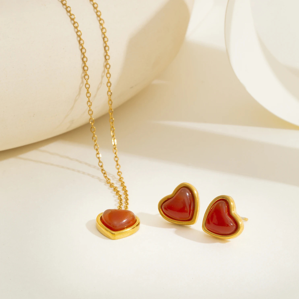 Collier Coeur nacre Rouge