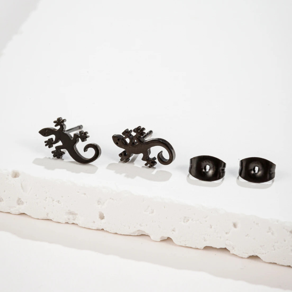 Boucles d'Oreilles Petit Lézard femme acier