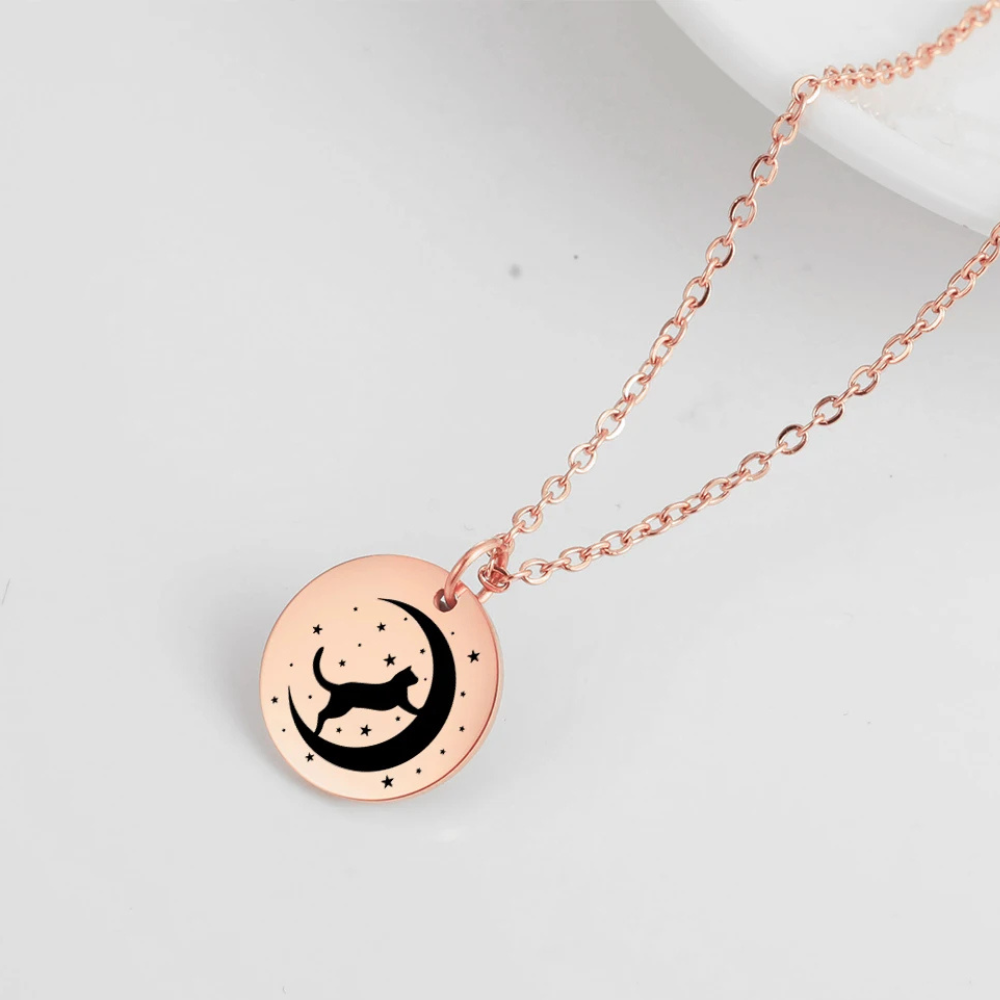 Collier Chat Nuit pendentif