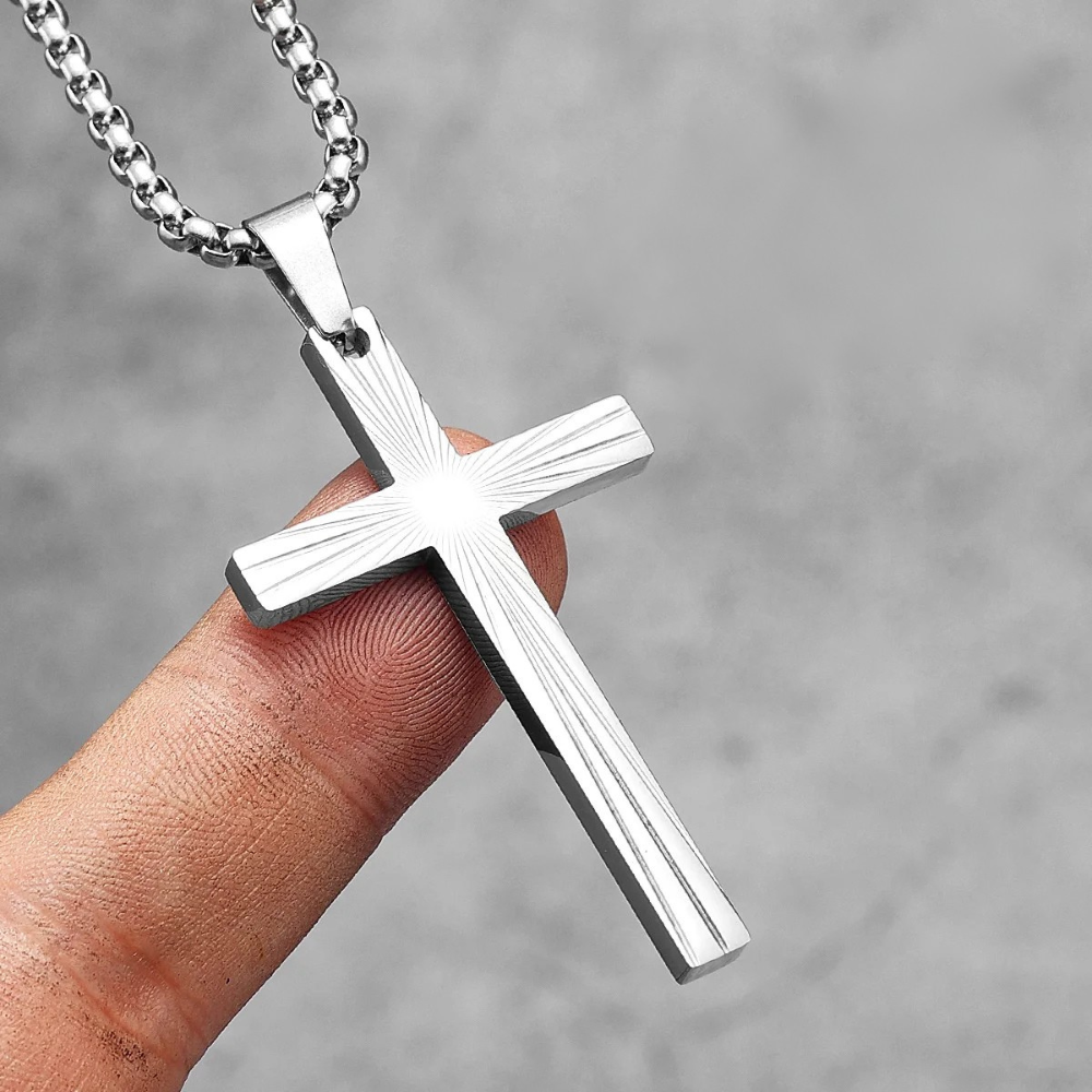 Collier Croix Chrétienne Homme acier inox