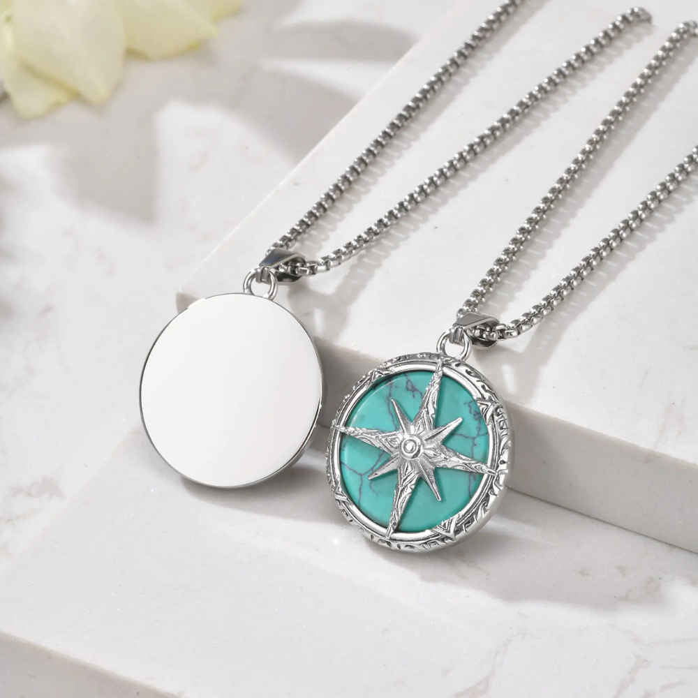 Collier compas Argent Homme