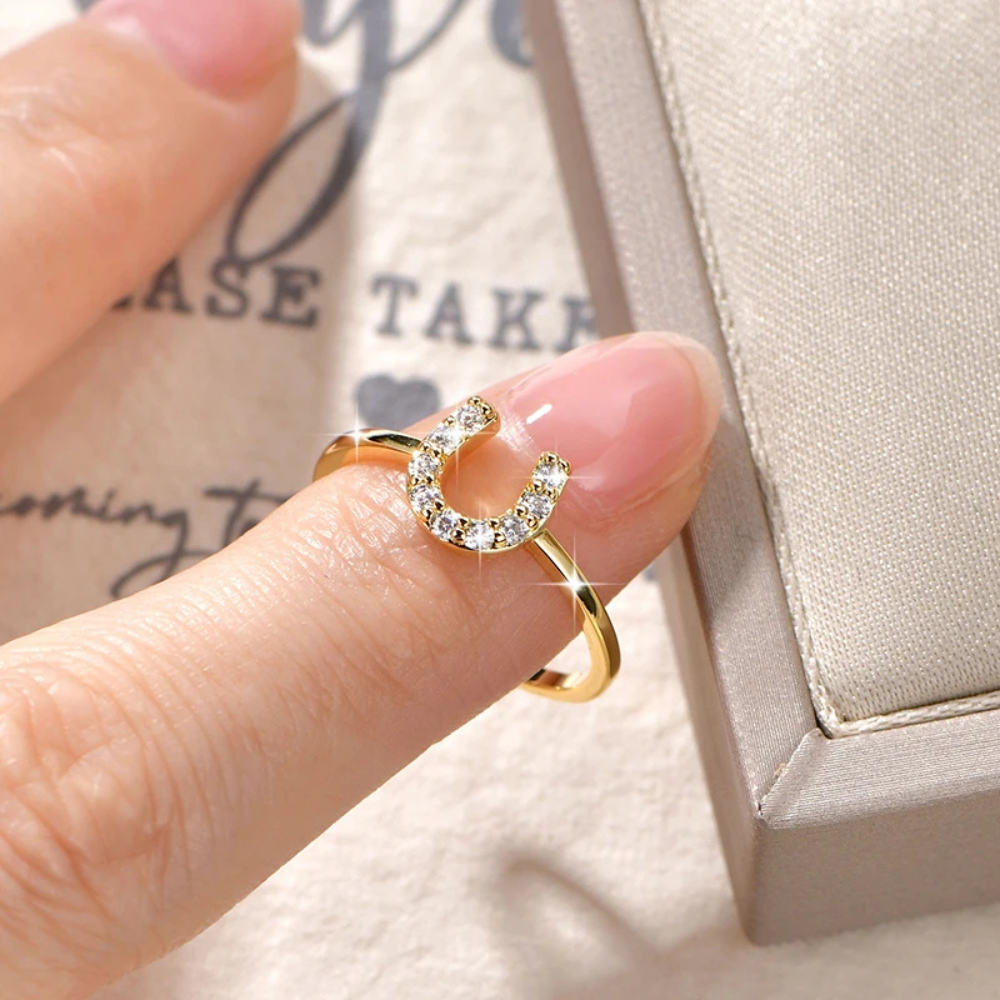 Bague Fer à Cheval Zircons or