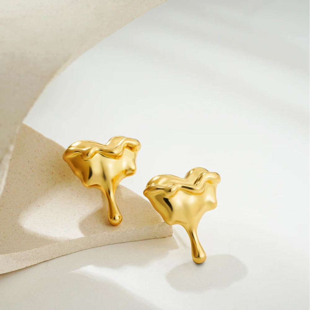 Boucles d'Oreilles Coeur qui degouline or