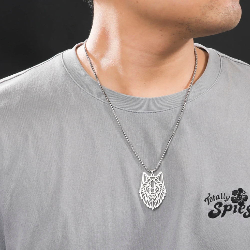 Collier Loup Origami homme
