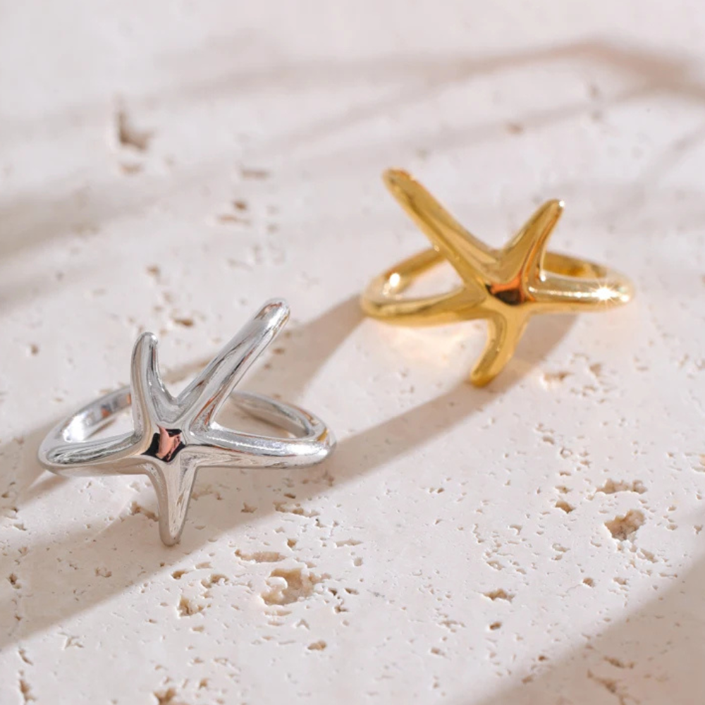 Bague Étoile de Mer Réglable inox doré