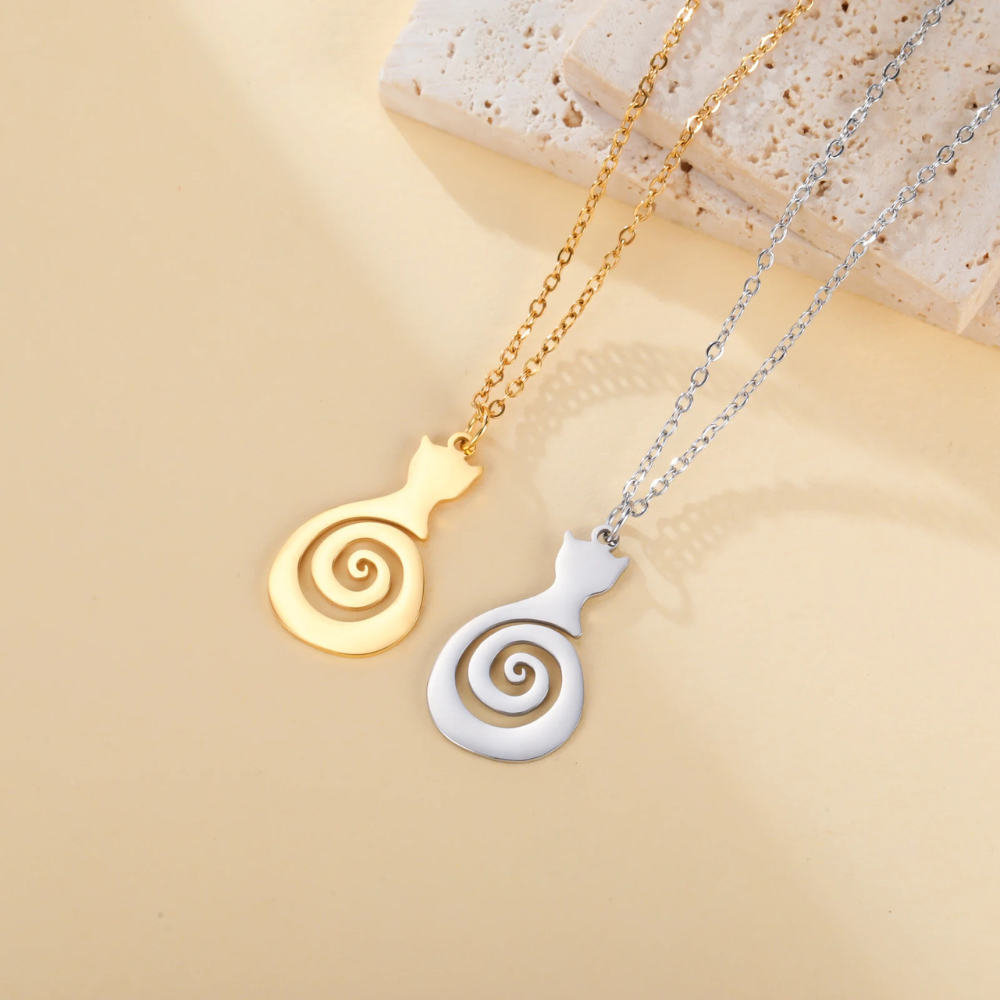Collier Chat Spiral femme pendentif