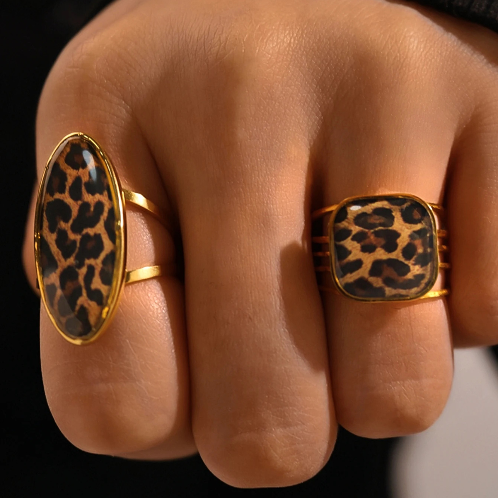 Bague Imprimé Léopard doré