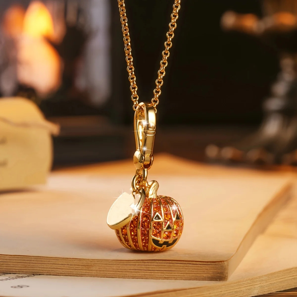 Collier Pendentif Citrouille Halloween acier inoxydable