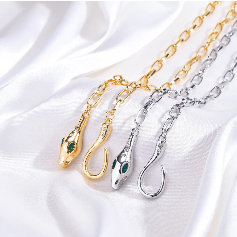 Collier Serpent Mord Queue pendentif