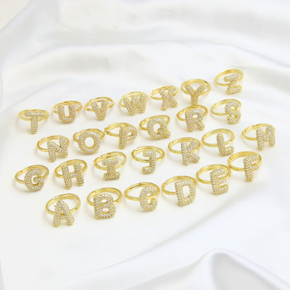 Bague Lettre Bubble or