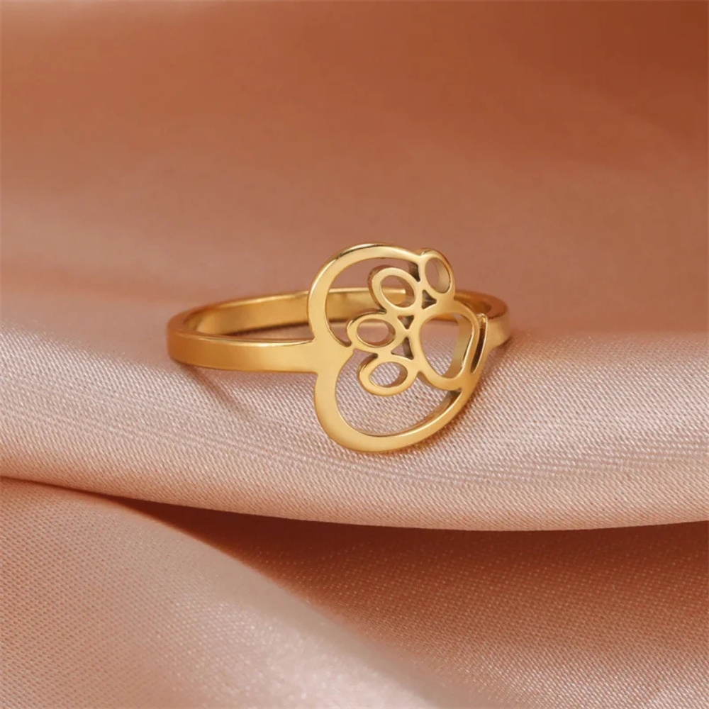 Bague Patte de Chien Coeur acier