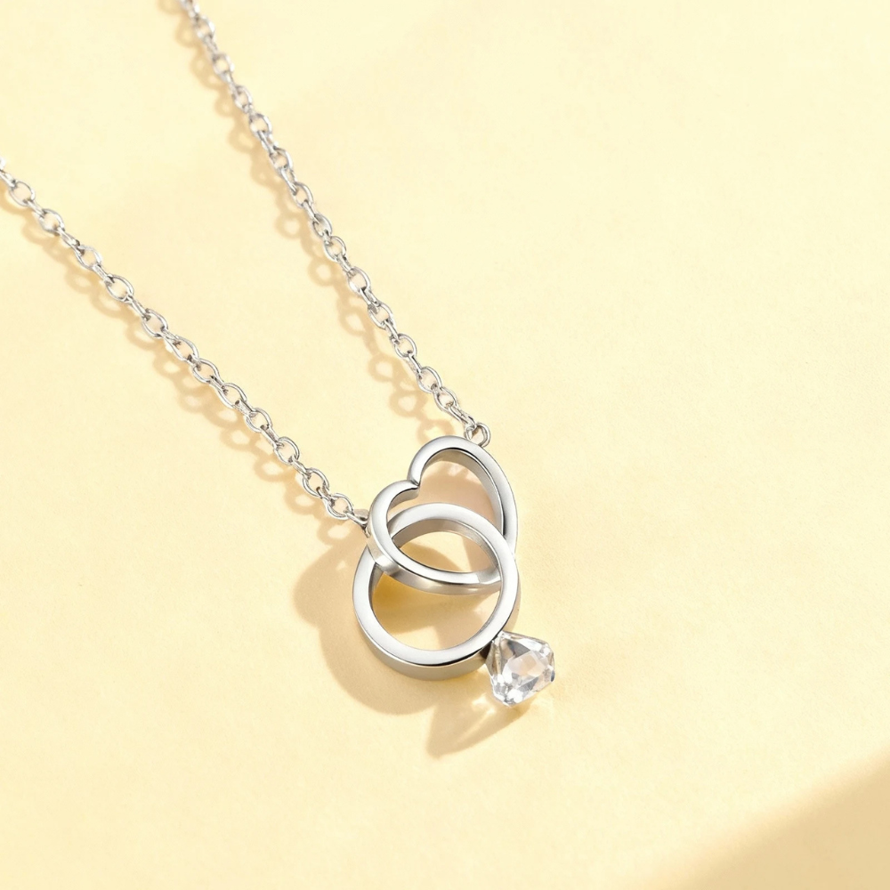 Collier Coeur et Bague Fiançailles acier