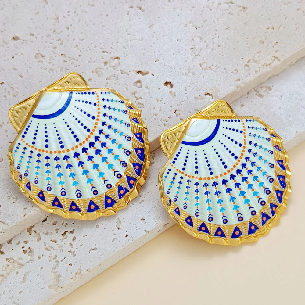 Boucles d'Oreilles Coquillage Couleurs turquoise