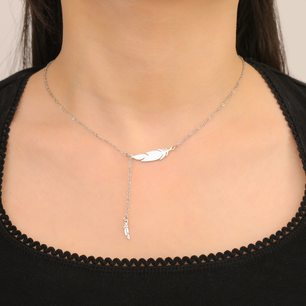 Collier Plume Femme ras de cou