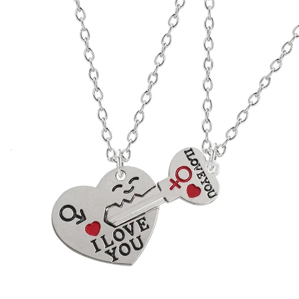 Collier Couple Cœur Clé I Love You