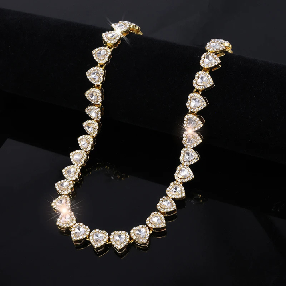 Collier Rivière Diamants Coeur or