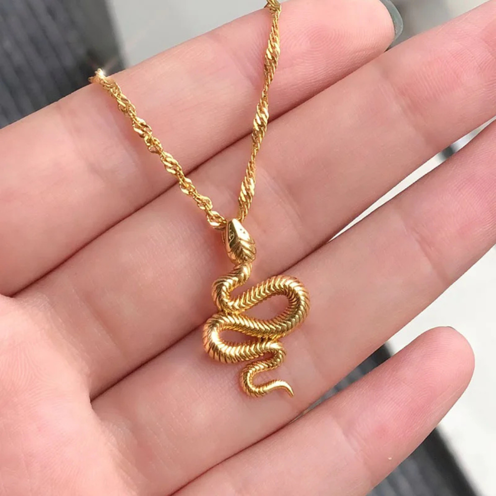 Collier Serpent Or femme pendentif