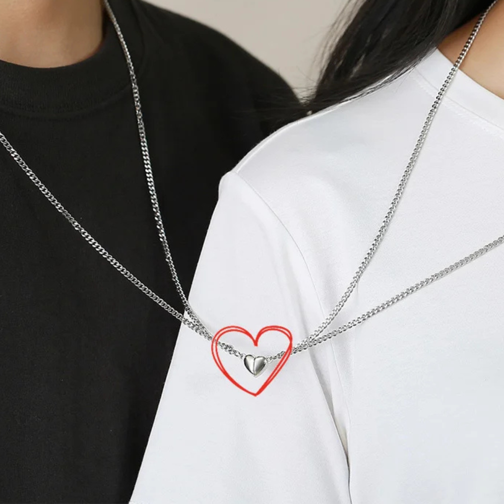 Collier Couple Cœur Aimant