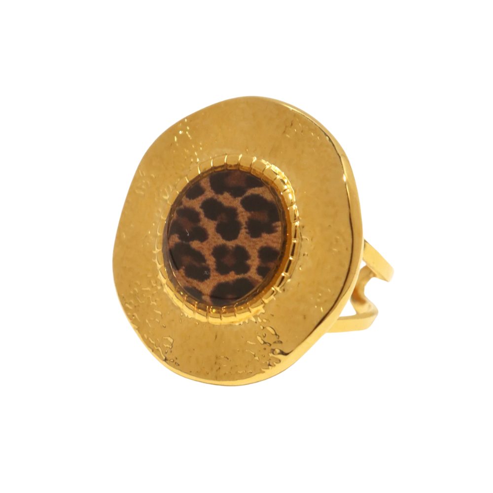 Bague Imprimé Léopard ronde
