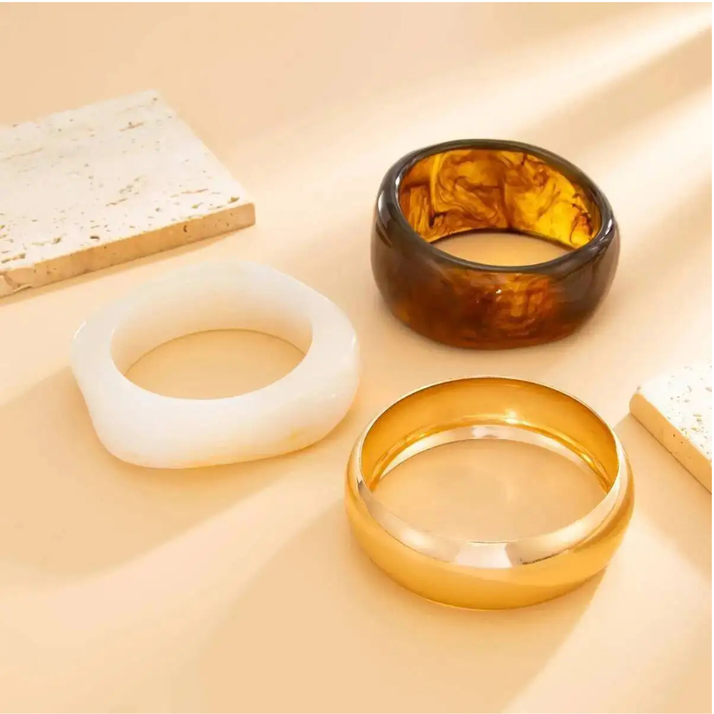 Set 3 Bracelets Manchettes résine