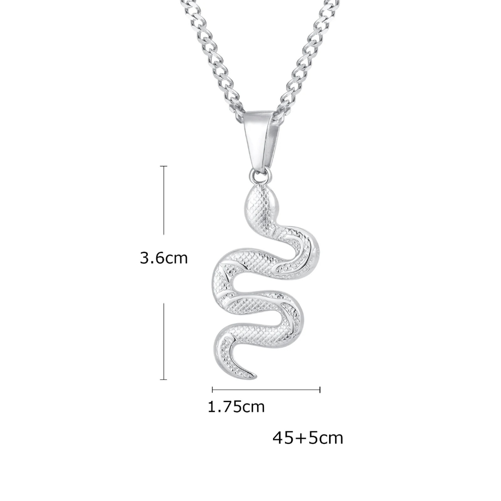 Collier Serpent Homme argent pendentif