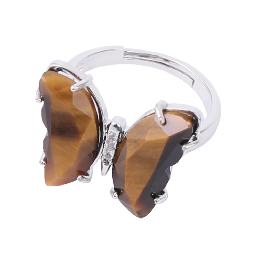 Bague Papillon Pierre Marron