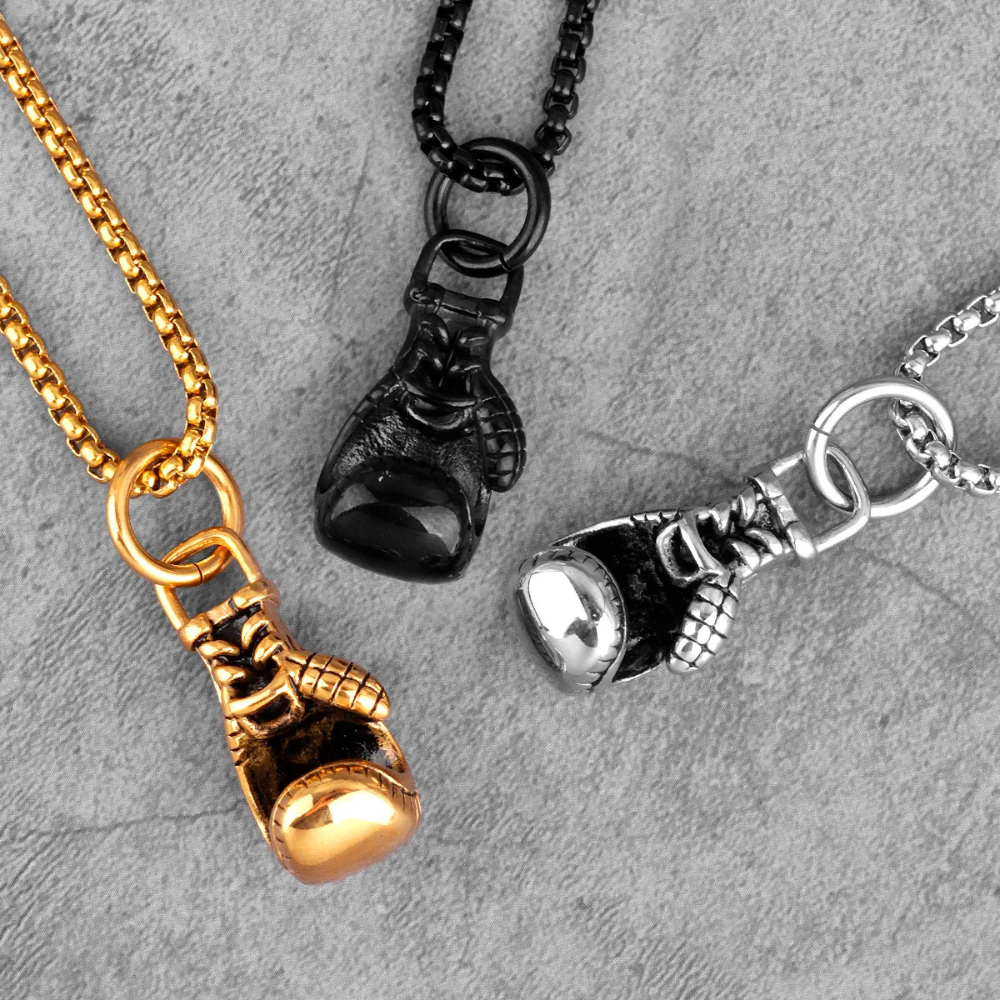 Collier Pendentif Gant de Boxe acier inox