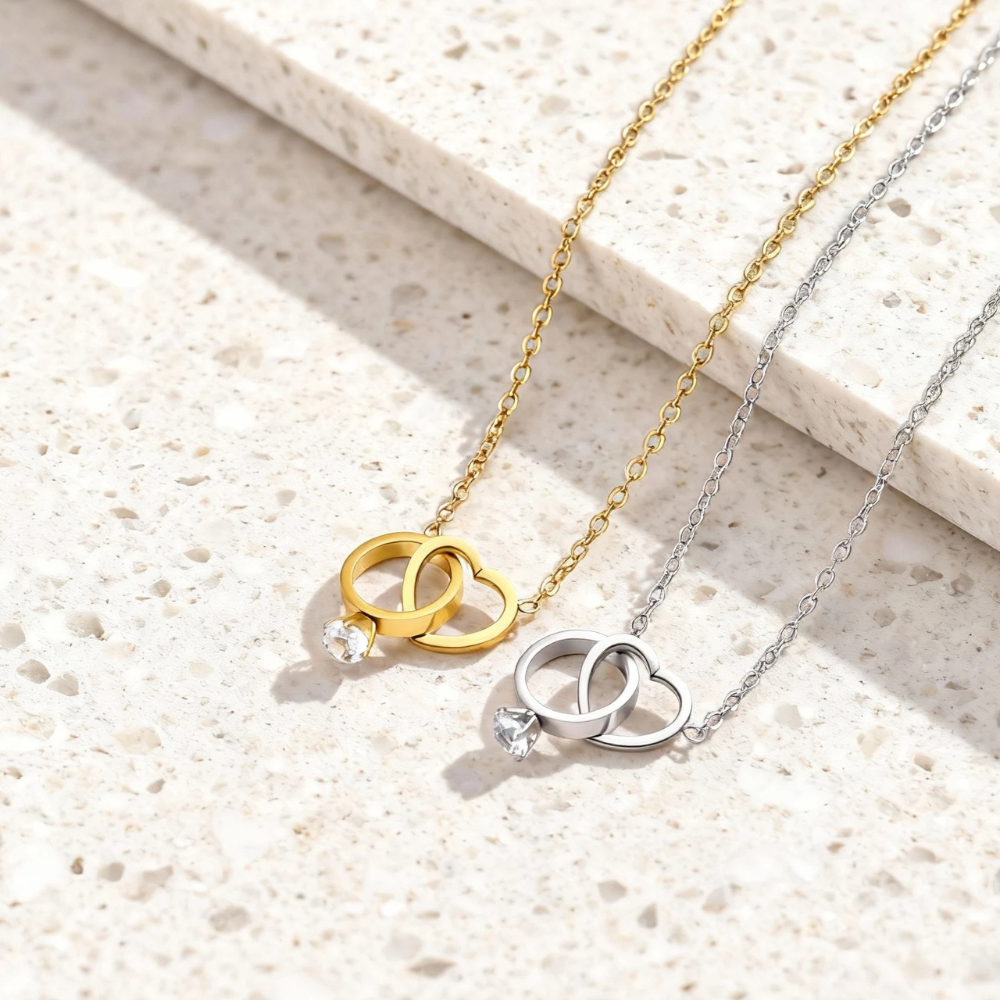 Collier Coeur et Bague Fiançailles femme
