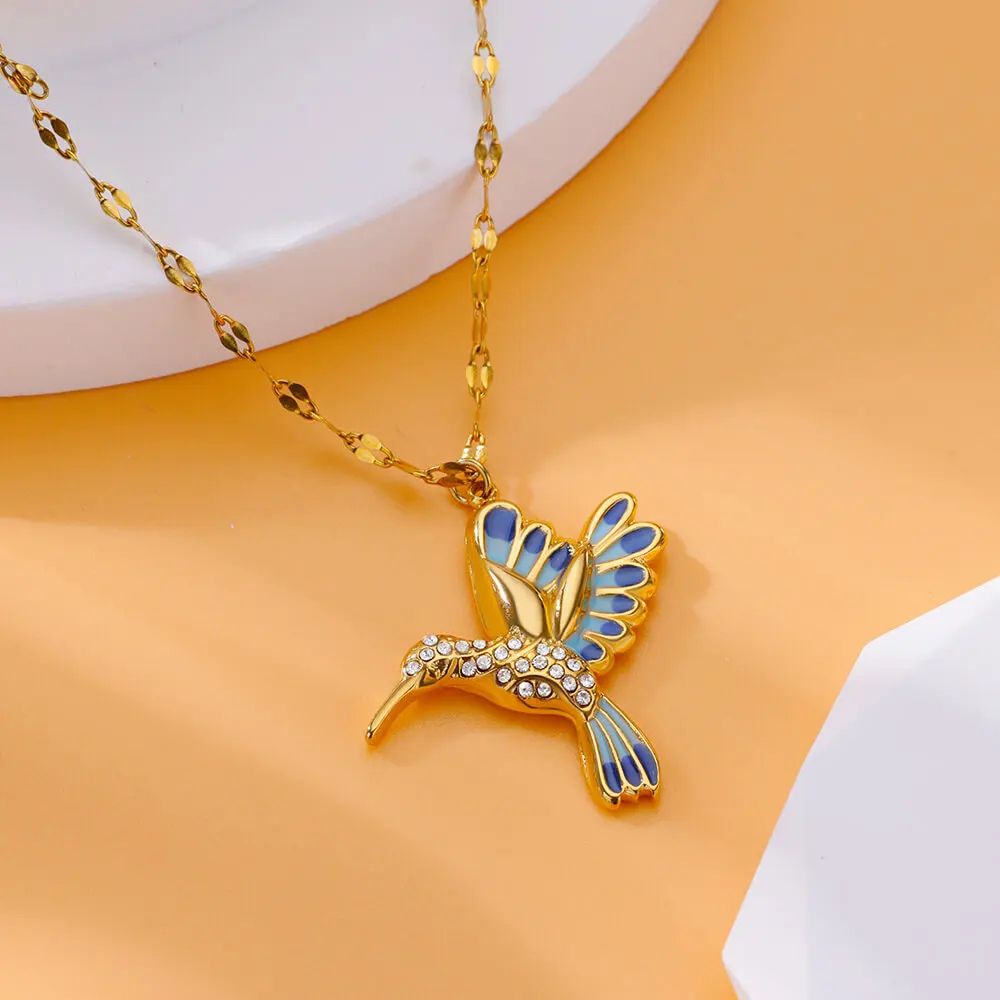 Collier pendentif Colibri strass