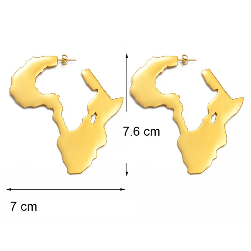 Boucles d'Oreilles Afrique Acier Inoxydable