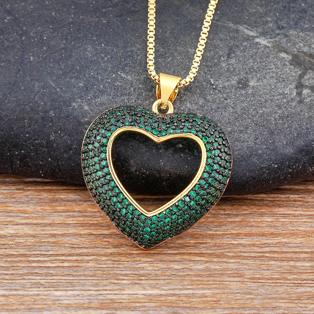 Collier Pendentif Coeur Strass Couleur vert
